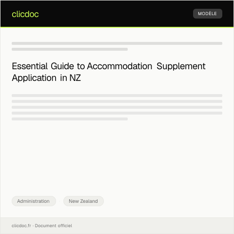Document preview: Application for Accommodation Supplement for Tenants — Administration, New Zealand