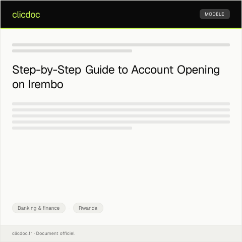 Document preview: Application for Account Opening via Irembo — Banking & finance, Rwanda