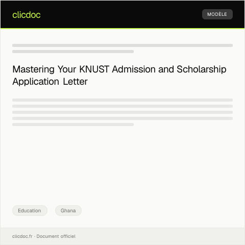Document preview: Application for Admission and Scholarship at Kwame Nkrumah University of Science and Technology — Education, Ghana