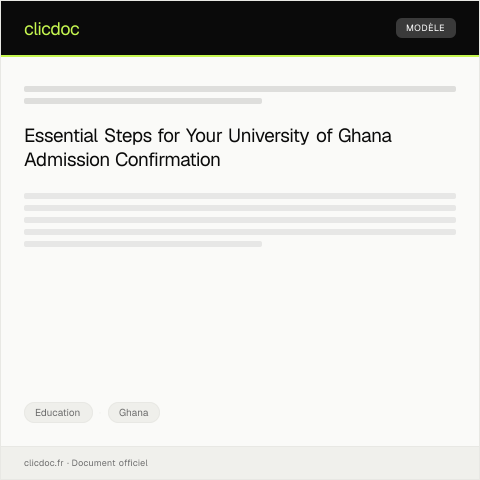 Document preview: Application for Admission Confirmation at University of Ghana — Education, Ghana