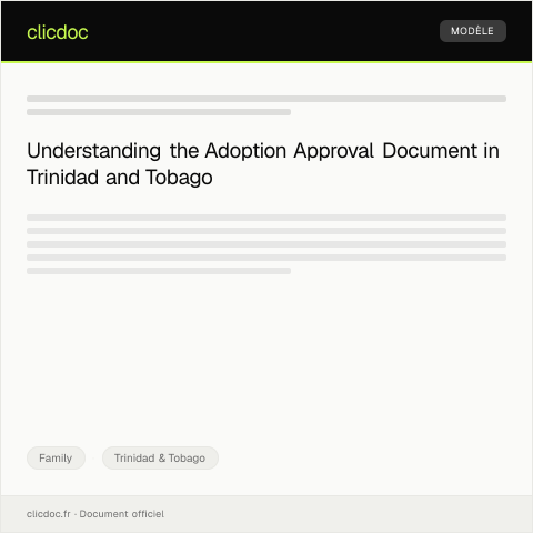 Document preview: Application for adoption approval document — Family, Trinidad & Tobago