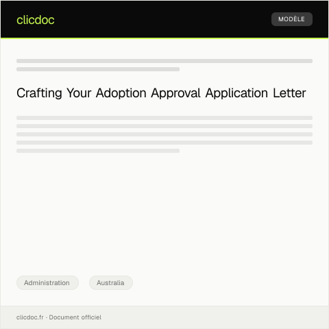Document preview: Application for Adoption Approval — Administration, Australia