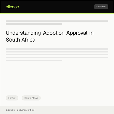 Document preview: Application for Adoption Approval from Department of Social Development — Family, South Africa