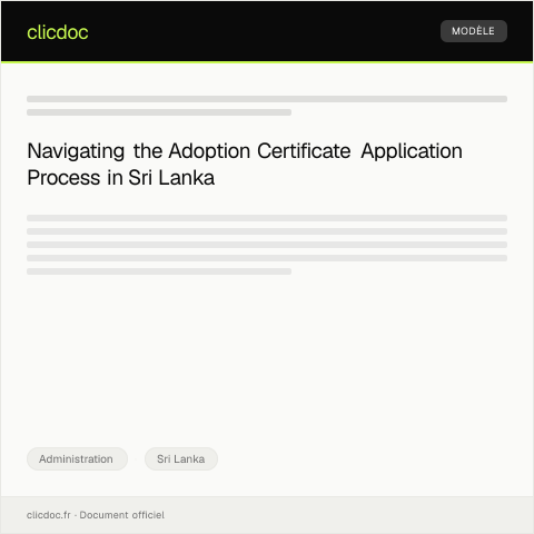 Document preview: Application for Adoption Certificate from Department of Social Services — Administration, Sri Lanka
