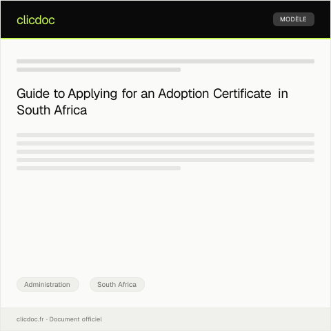 Document preview: Application for Adoption Certificate from Department of Social Development — Administration, South Africa