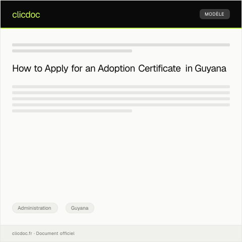 Document preview: Application for Adoption Certificate from the Central Adoption Authority — Administration, Guyana