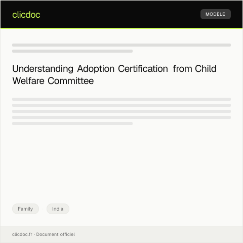 Document preview: Application for Adoption Certification from Child Welfare Committee — Family, India