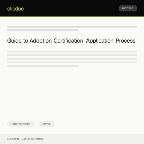 Document preview: Application for Adoption Certification through the Department of Children’s Services — Administration, Kenya