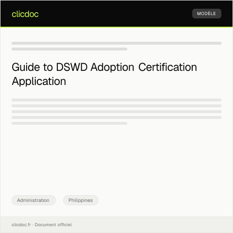 Document preview: Application for Adoption Certification from DSWD — Administration, Philippines