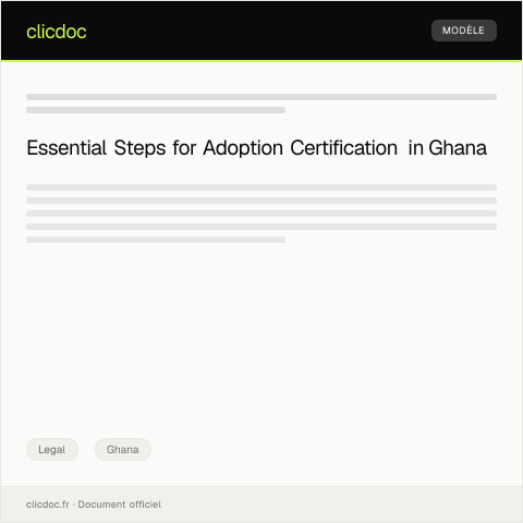 Document preview: Application for Adoption Certification from the Family Division — Legal, Ghana