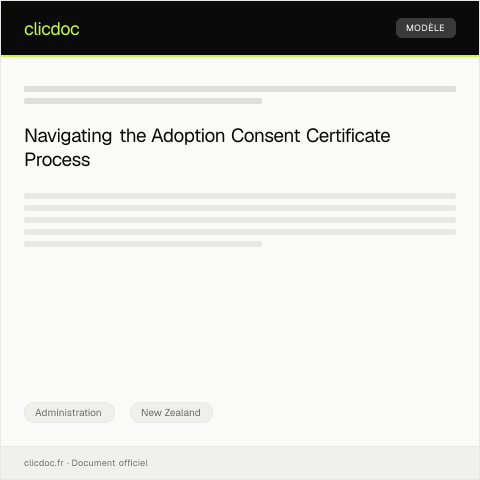 Document preview: Application for Adoption Consent Certificate from Department of Internal Affairs — Administration, New Zealand