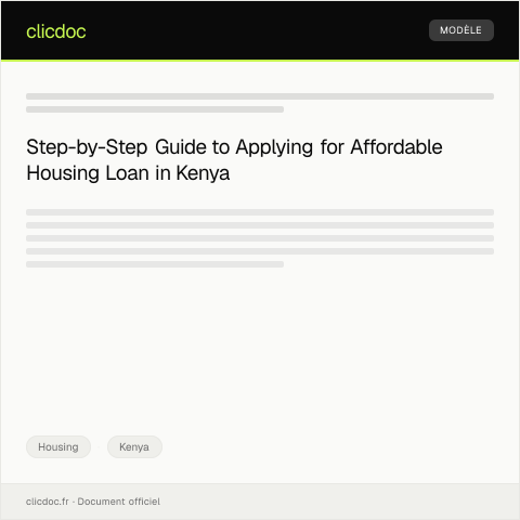 Document preview: Application for Affordable Housing Loan from Housing Finance Corporation — Housing, Kenya