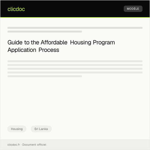 Document preview: Application for Affordable Housing Program — Housing, Sri Lanka