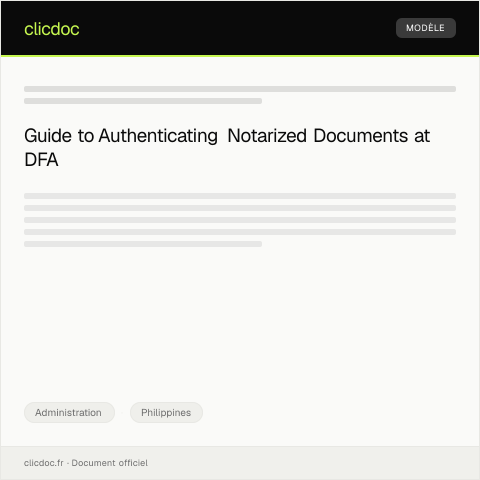 Document preview: Application for Authentication of Notarized Documents at DFA — Administration, Philippines