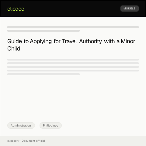 Document preview: Application for Authority to Travel Abroad with Minor Child from Local Barangay — Administration, Philippines