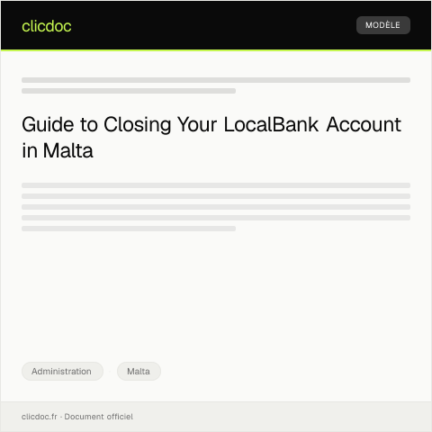 Document preview: Application for Bank Account Closure - LocalBank — Administration, Malta