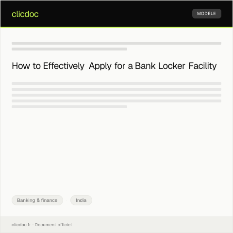 Document preview: Application for Bank Locker Facility — Banking & finance, India