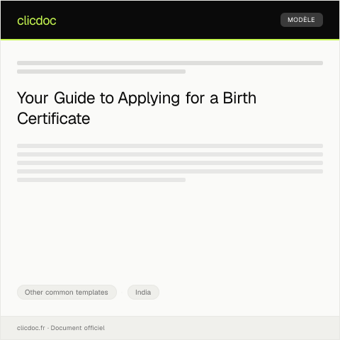 Document preview: Application for Birth Certificate — Other common templates, India