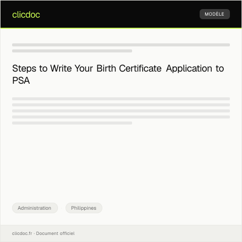 Document preview: Application for Birth Certificate Copy from the Philippine Statistics Authority — Administration, Philippines