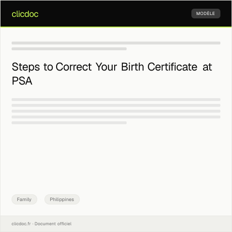 Document preview: Application for Birth Certificate Correction at PSA — Family, Philippines