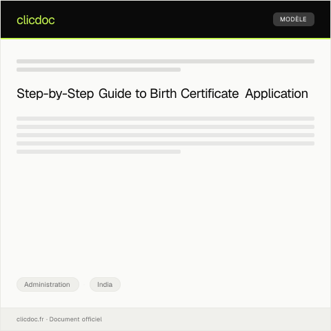 Document preview: Application for Issuance of Birth Certificate from Municipal Authority — Administration, India