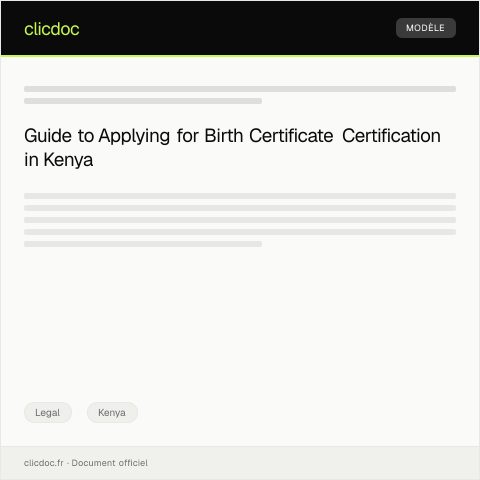 Document preview: Application for Certification of Birth Certificate (Form JK-CB011) — Legal, Kenya