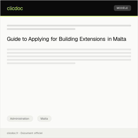 Document preview: Application for Permit to Build Extensions in Residential Property — Administration, Malta