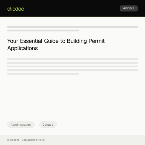Document preview: Application for Building Permit — Administration, Canada