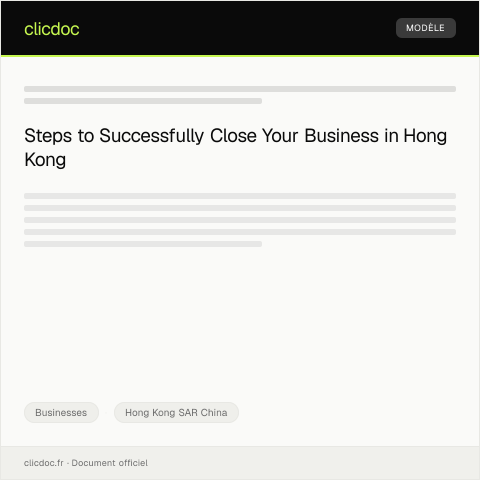 Document preview: Application for Business Closure / 商業結束申請 — Businesses, Hong Kong SAR China