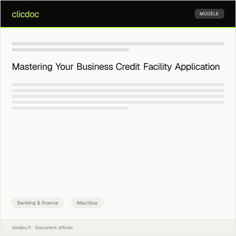 Document preview: Application for Business Credit Facility — Banking & finance, Mauritius