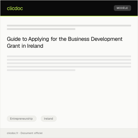 Document preview: Application for Business Development Grant — Entrepreneurship, Ireland