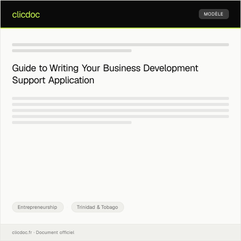 Document preview: Application for Business Development Support — Entrepreneurship, Trinidad & Tobago