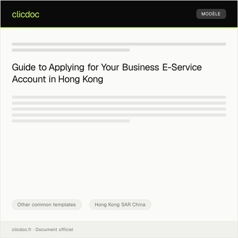 Document preview: Application for Business E-Service Account (商業電子服務帳戶申請) — Other common templates, Hong Kong SAR China
