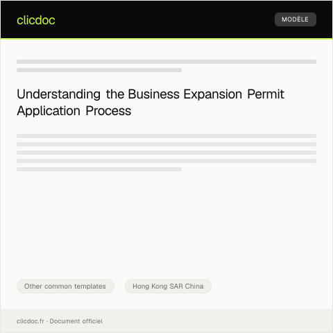 Document preview: Application for Business Expansion Permit (商業擴展許可證申請) — Other common templates, Hong Kong SAR China
