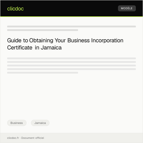 Document preview: Application for Business Incorporation Certificate from Companies Office of Jamaica — Business, Jamaica