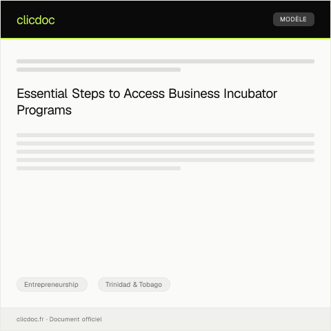Document preview: Application for Access to Business Incubator Programs — Entrepreneurship, Trinidad & Tobago