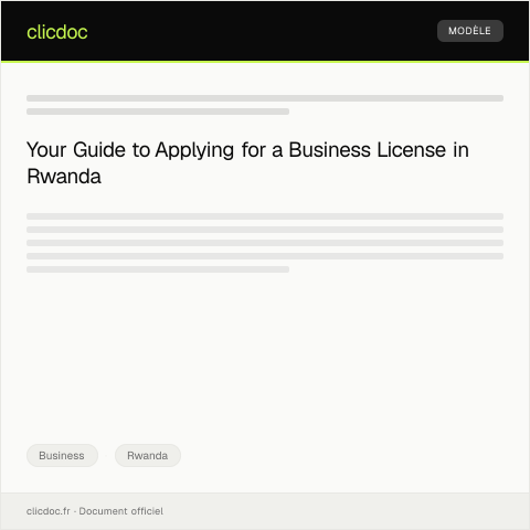 Document preview: Application for Business License — Business, Rwanda