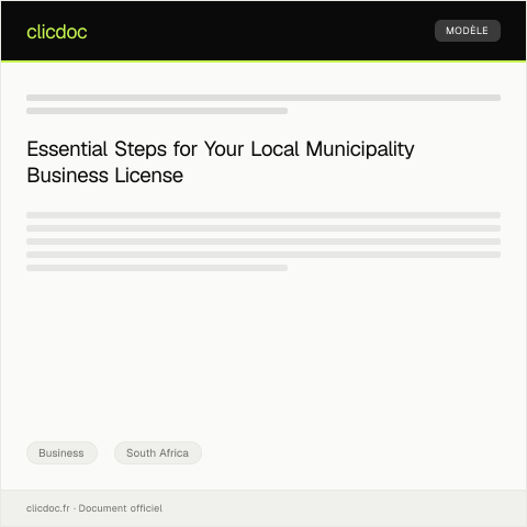 Document preview: Application for Business License at Local Municipality — Business, South Africa