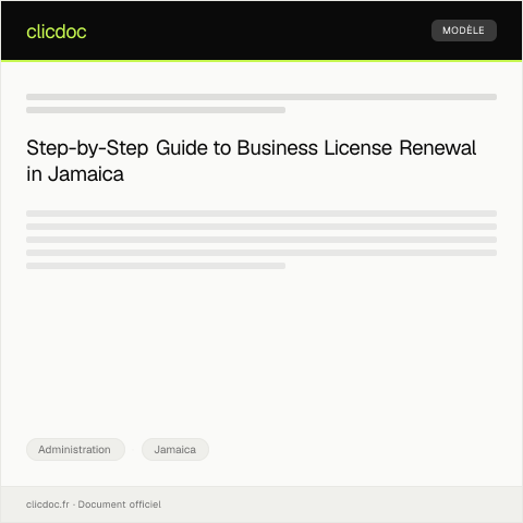 Document preview: Application for Business License Renewal — Administration, Jamaica