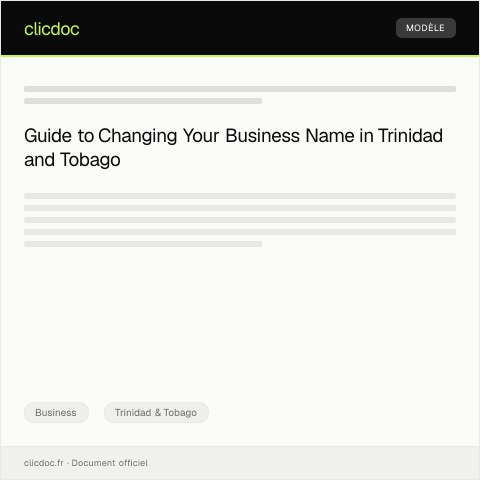 Document preview: Application for Business Name Change — Business, Trinidad & Tobago