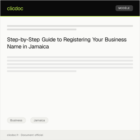 Document preview: Application for Business Name Registration — Business, Jamaica