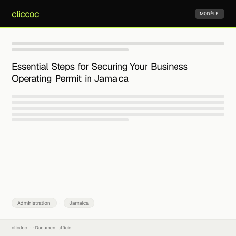 Document preview: Application for Business Operating Permit from Local Authority — Administration, Jamaica
