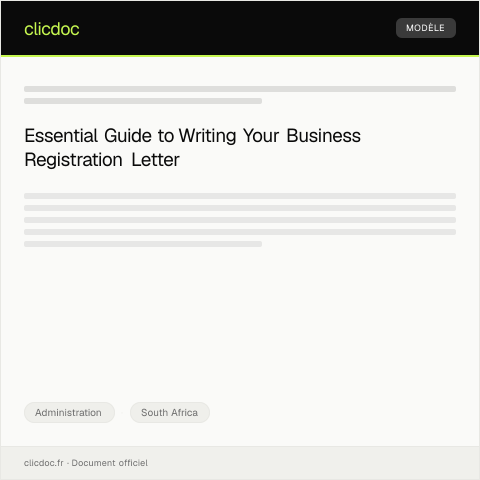 Document preview: Application for Business Registration — Administration, South Africa