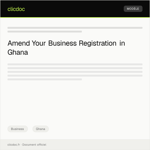 Document preview: Application for Business Registration Amendment with Registrar General’s Department — Business, Ghana