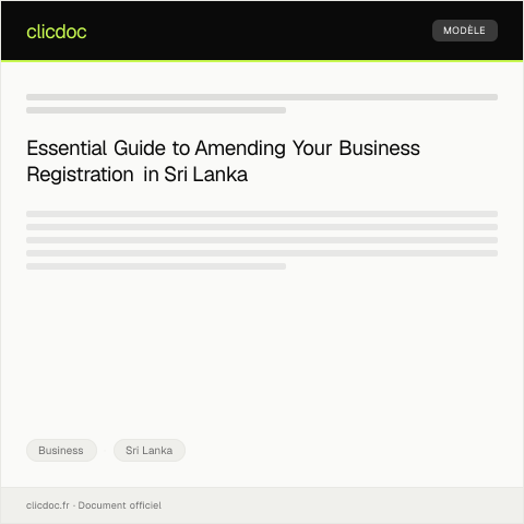 Document preview: Application for Business Registration Amendment at Department of Registrar of Companies — Business, Sri Lanka