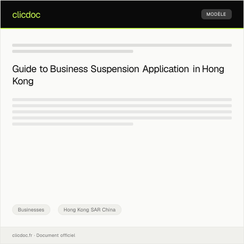 Document preview: Application for Business Suspension / 暫停營業申請 — Businesses, Hong Kong SAR China