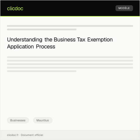 Document preview: Application for Business Tax Exemption — Businesses, Mauritius