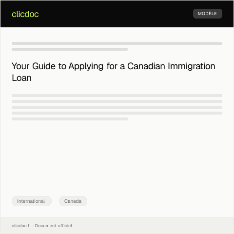 Document preview: Application for a Canadian Immigration Loan / Demande de prêt pour immigration canadienne — International, Canada