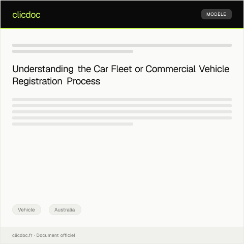 Document preview: Application for Car Fleet or Commercial Vehicle Registration — Vehicle, Australia