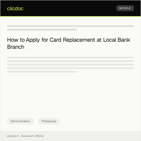 Document preview: Application for Card Replacement at the Local Bank Branch — Administration, Philippines